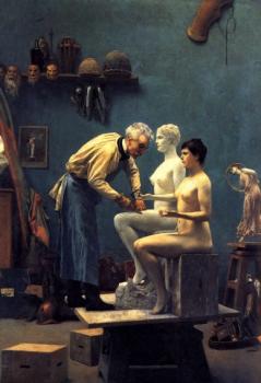 Jean-Leon Gerome : Working in Marble, or The Artist Sculpting Tanagra